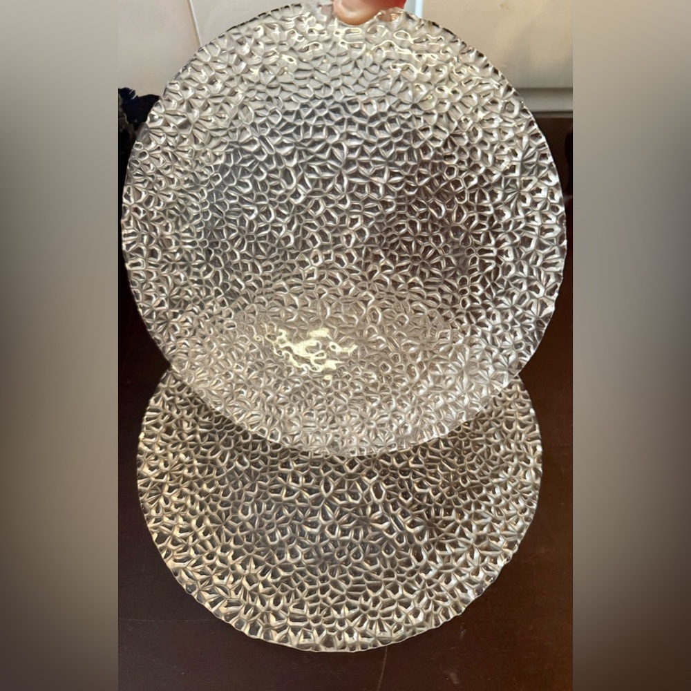 2 Textured glass plates. 8.25” excellent condition.